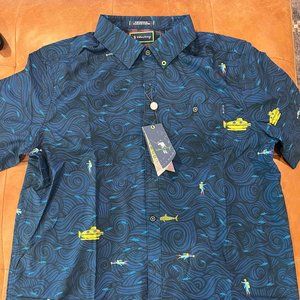 William Murray Golf Yellow Submarine Diver Navy Blue Button Down Size Large.